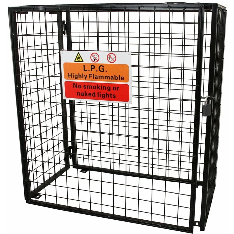 Monster-shop - MonsterShop – Cage Métallique Pliante en Acier Galvanisé avec Serrure pour Entreposage de Bouteilles de Gaz standard de 19 kg, Cage de