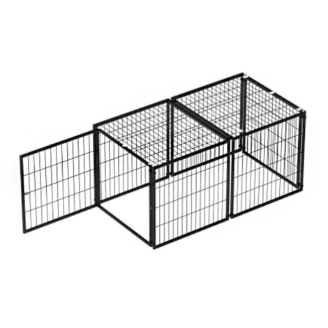 Cage modulaire pour chien Basics 120 x 60 x 60 cm, cage flexible avec couvercle de sécurité et porte réglable, en acier inoxydable, doublure en PVC incluse, noire