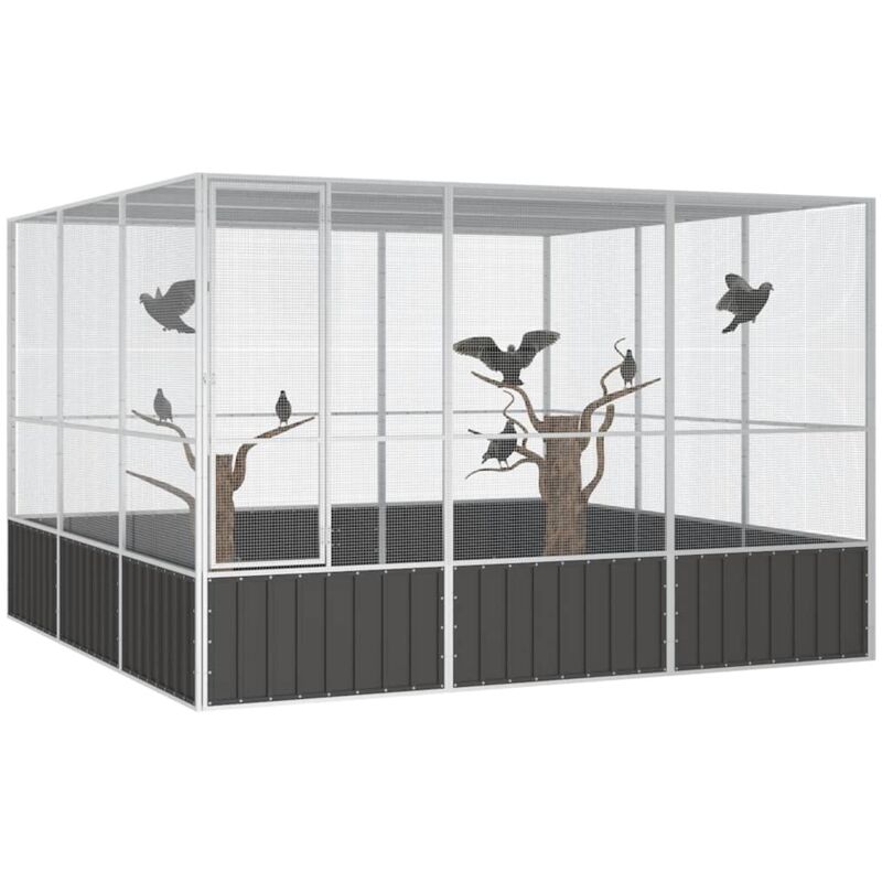 Vidaxl - Cage à oiseaux Anthracite 302,5x324,5x211,5 cm Acier galvanisé