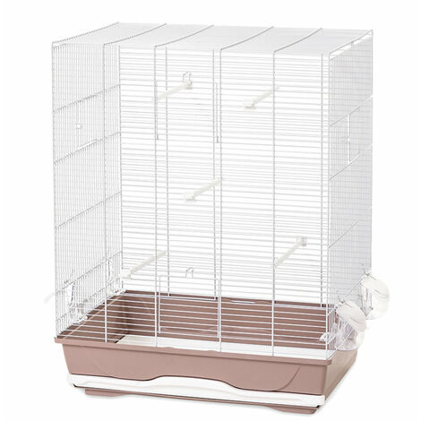 Cage oiseaux Ambra. 56,5 x 36,5 x 74 cm blanche et vieux rose. - animallparadise - Rose