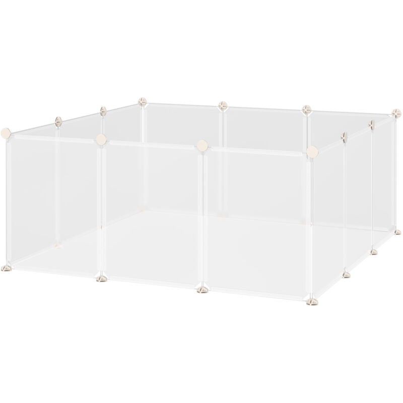 Pawhut - Cage parc enclos modulable petits animaux - dim. 105L x 105l x 45H cm - 12 panneaux résine pp opaque