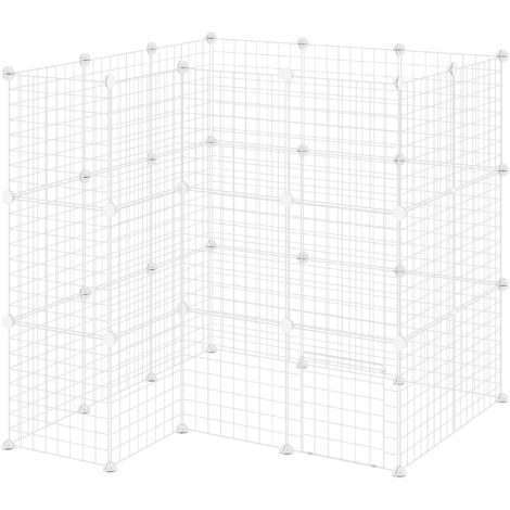 Cage parc modulable 2 niveaux pour petits animaux, enclos en fil d'acier blanc 146x73x73cm