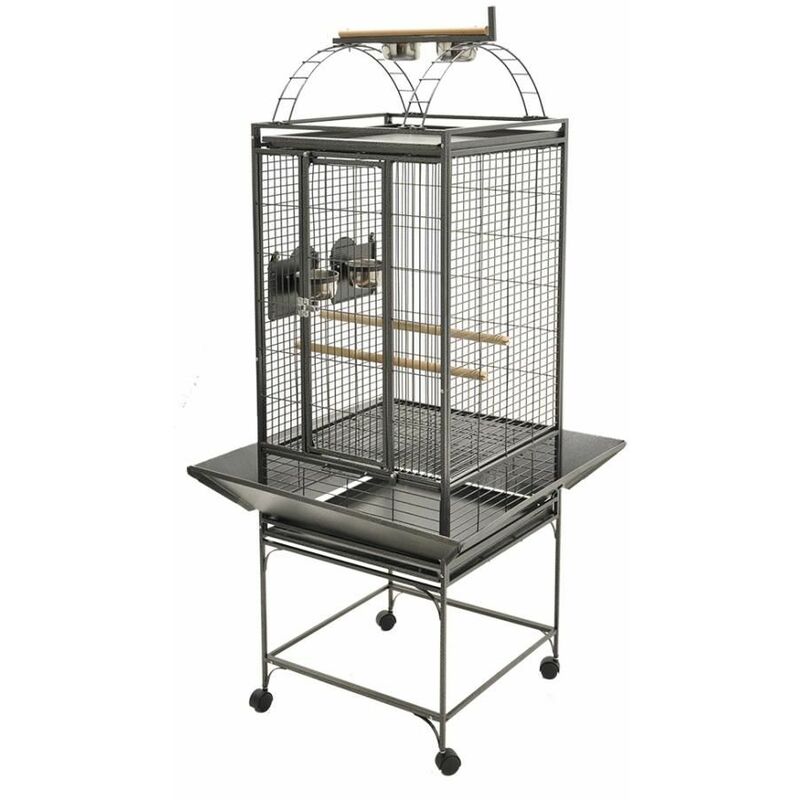 Cage perroquet evita 1 gris martelé 73x73x152cm S