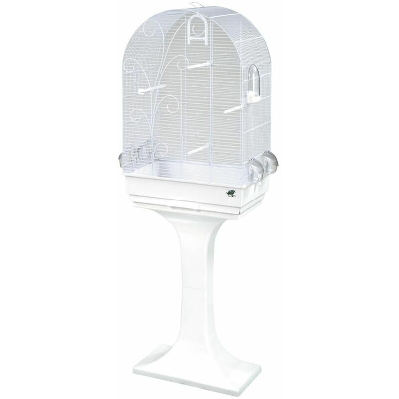 Cage Petit Oiseau Evita Et Pied Blanc 53x32x80cm