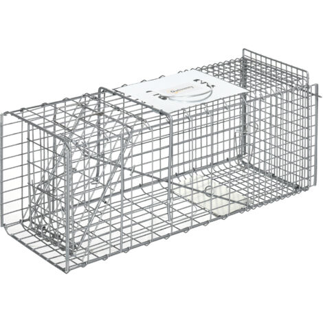 Cage pliable pour petits animaux (rats et souris) - 2 portes avec poignée - 66 x 24 x 30,5 cm - acier gris