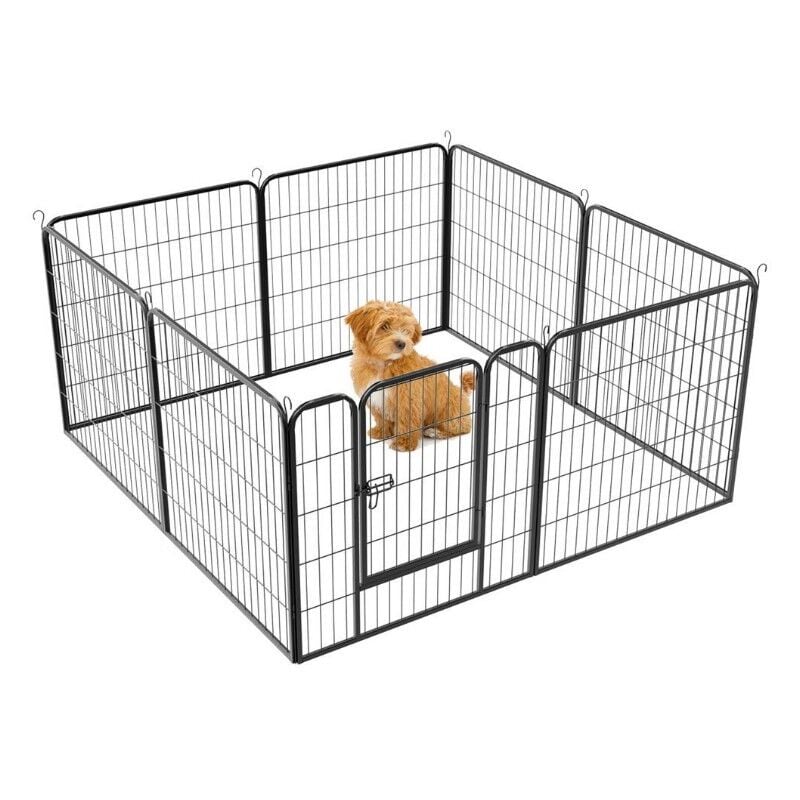 Cage Pliant pour Chien en Métal avec Porte Et Plateau Parc pour Petit animal 8 comprimés