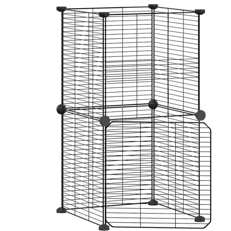 Vidaxl - Cage animaux de compagnie à 8 panneaux et porte Noir 35x35 cm
