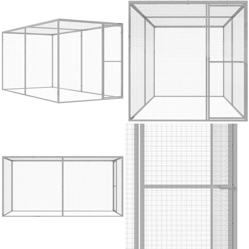 Cage pour chat 3x1,5x1,5 m Acier galvanisé - Cage Pour Chat - Abri Chat Extérieur - Cage Extérieure - Animal Domestique - Accessoires Animal - Home &