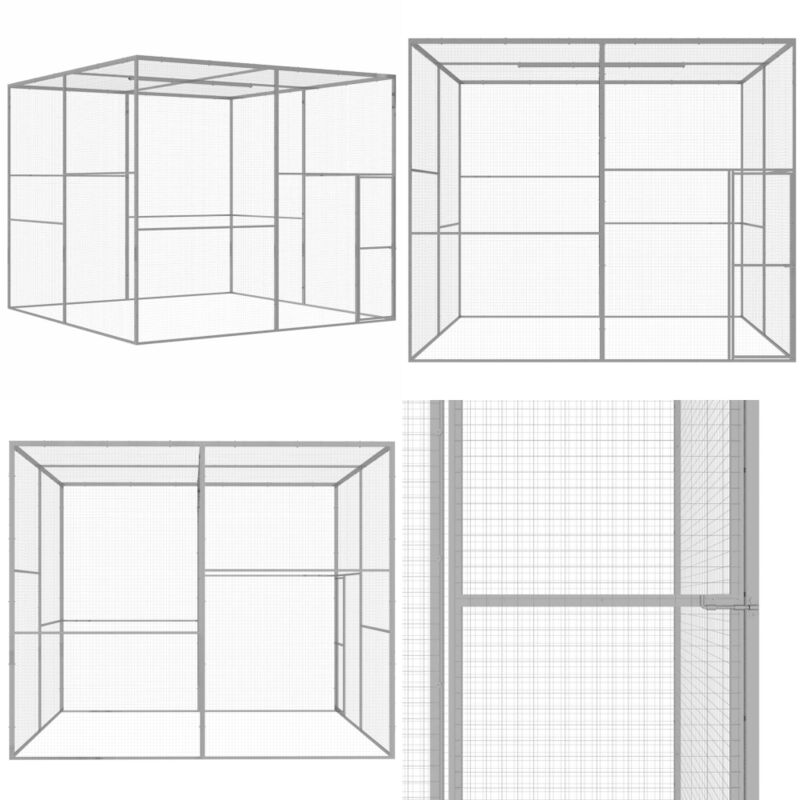 Vidaxl - Cage pour chat 3x3x2,5 m Acier galvanisé - Cage Chat Extérieur - Abri Chat - Cage Animal Domestique - Cage Fer - Cage Résistante - Home &