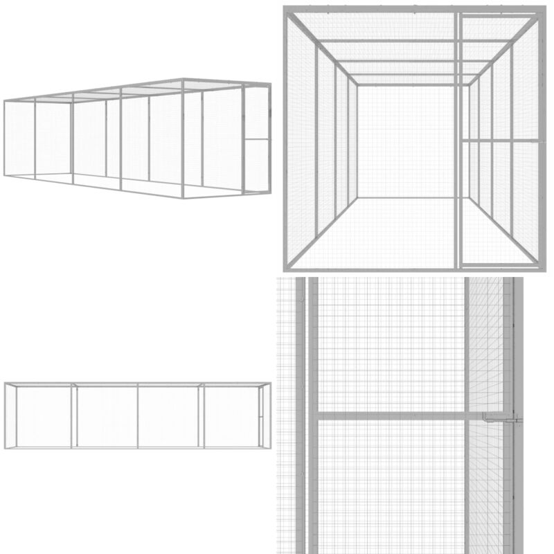 Vidaxl - Cage pour chat 6x1,5x1,5 m Acier galvanisé - Cage Chat Exterieur - Abri Chat - Cage Metallique - Cage Chien - Animal Domestique - Home &