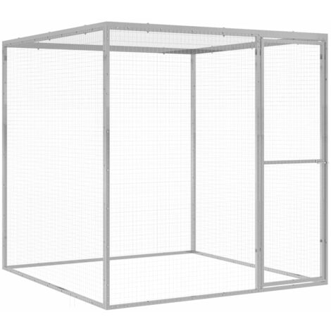 Cage pour chat, Enclos extérieur Parc pour Chat 1,5x1,5x1,5 m Acier galvanisé vidaXL