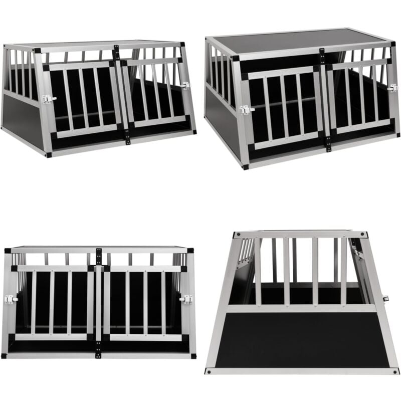 Vidaxl - Cage pour chien à double porte 89 x 69 x 50 cm - cage pour chien - cages pour chien - Home & Living - Argent