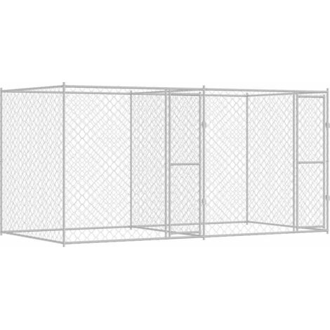 Cage pour chien Argent 400 x 200 x 200 cm Acier galvanisé CFW61273