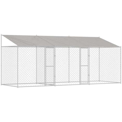 Cage pour chien Argent 600 x 200 x 256 cm Acier galvanisé CFW29785