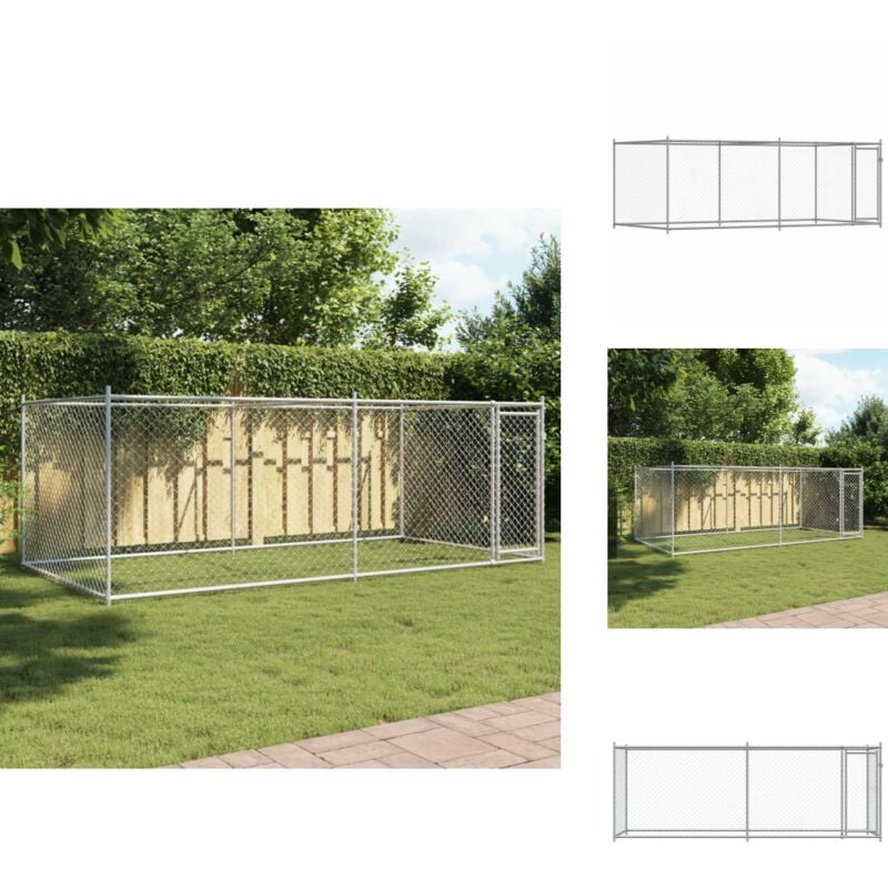 Vidaxl - Cage pour chien avec porte gris 4x2x1,5 m acier galvanisé - Cage Pour Chien - Chenil Extérieur - Abri Pour Chien - Enceinte Pour Chien