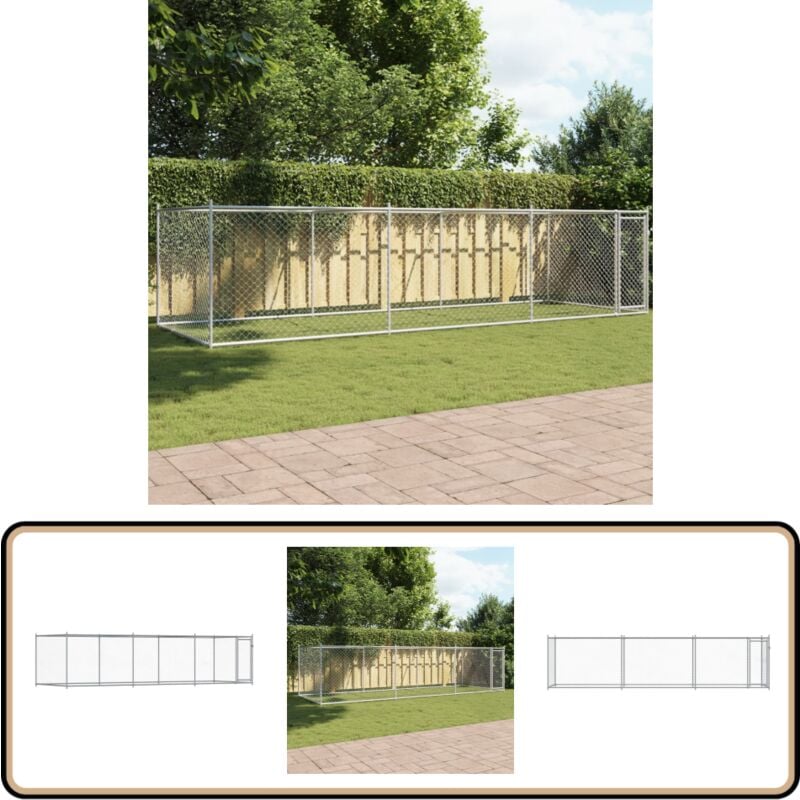 Vidaxl - Cage pour chien avec porte gris 6x2x1,5 m acier galvanisé - Cages Pour Chien - Chenil Extérieur - Abri Pour Chien - Enceinte Pour Chien