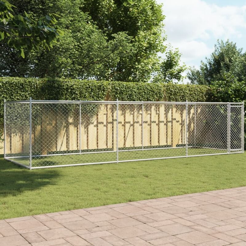 Cage pour chien avec porte gris 6x2x1,5 m acier galvanisé CFW81722