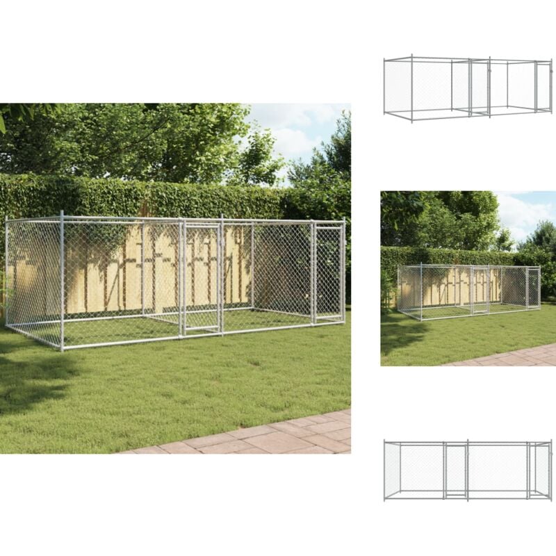 Vidaxl - Cage pour chien avec portes gris 4x2x1,5 m acier galvanisé - Cages Pour Chien - Chenil Extérieur - Abri Pour Chien - Enceinte Pour Chien