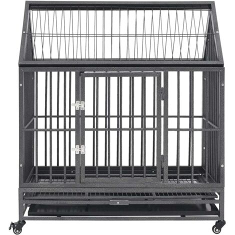 Cage pour chien avec roues et toit Acier 92x62x106 cm CFW52826