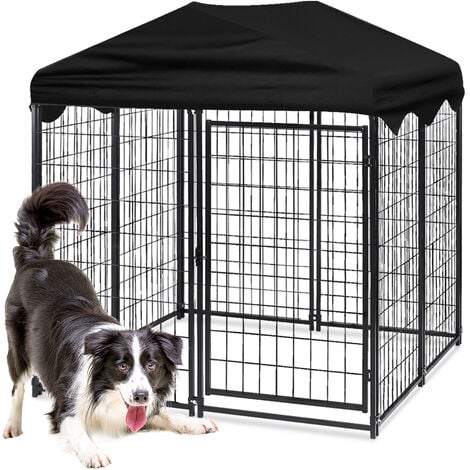 Cage pour chien Chenil extérieur avec toit résistant Cage parc enclos maison 122 x 128 x 138cm métal Enclos grillagé pour petits animaux