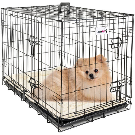 MaxxPet Cage pour Chien - à Carreaux - 2 Ouvertures - 61 x 43 x 48cm - Noir