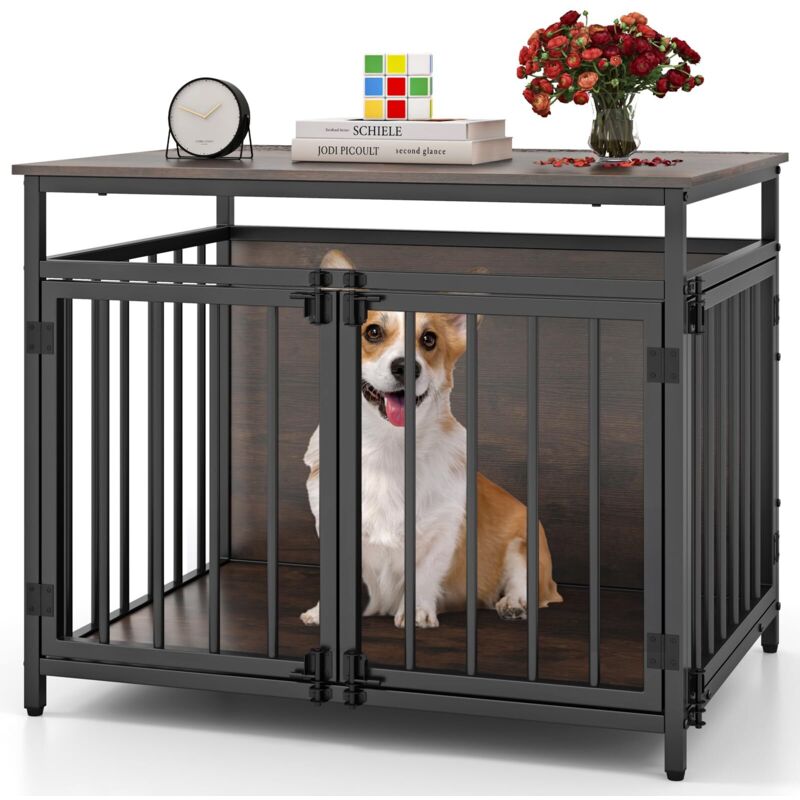 cage pour chien de style meuble résistante aux morsures pour intérieur bois avec trois portes grande décorative animaux table d’appoint robuste mais cage pour chien de style meuble résistante aux morsures pour intérieur bois avec trois portes grande décorative animaux table d’appoint robuste mais