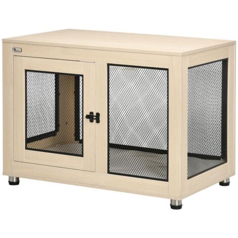 Cage pour chien, design moderne, verrouillable, 2 portes, 94 cm x 60 cm x 71,5 cm, naturel et noir
