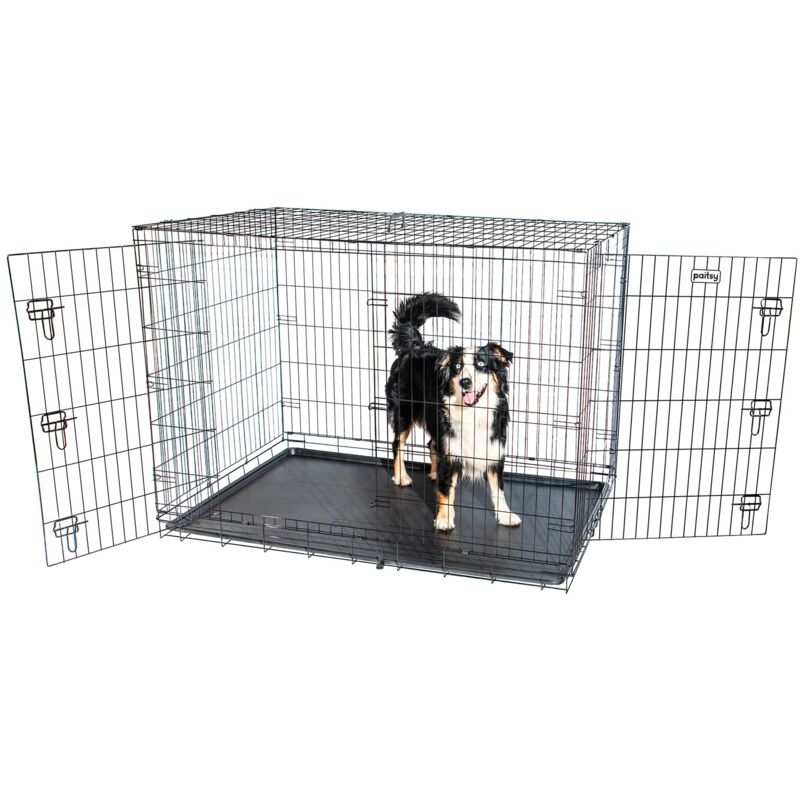 Paitsy - Cage pour chien Fortressoo3XL, caisse de transport pour grand chien 137x94x114cm, pliable, 2 portes, plateau amovible, utilisation interieur