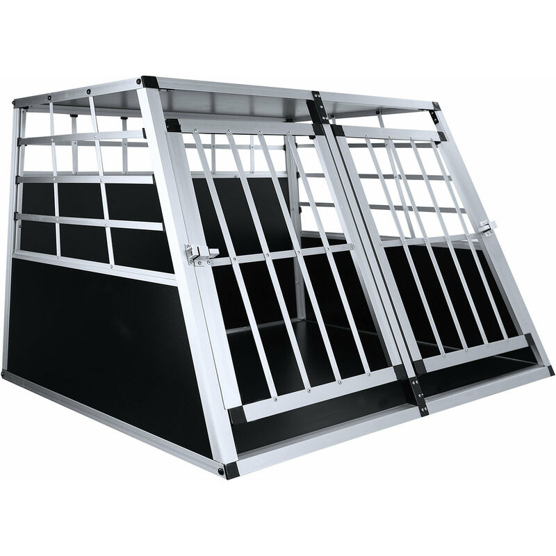 Cage pour chien 97*91*69.5cm grande cage à double porte transport d'animaux cage en Aluminium dans la voiture