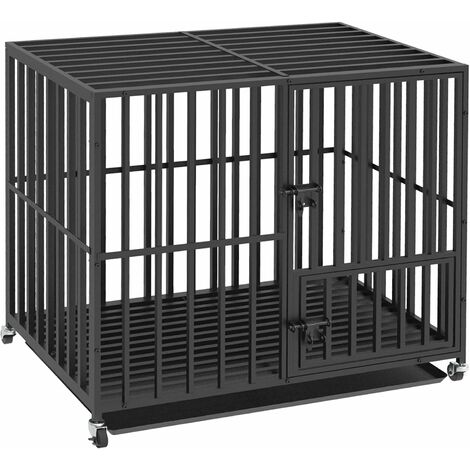 Cage pour Chien Grande Taille Cages de Transport Chien à Roulette avec 3 Portes 95 x 81 x 57 CM