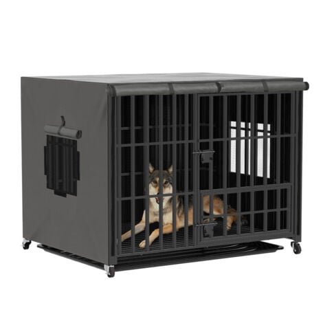 BINGO PAW Cage pour Chien Grande Taille Cages de Transport Chien à Roulette avec 3 Portes L 95 x 81 x 57 CM