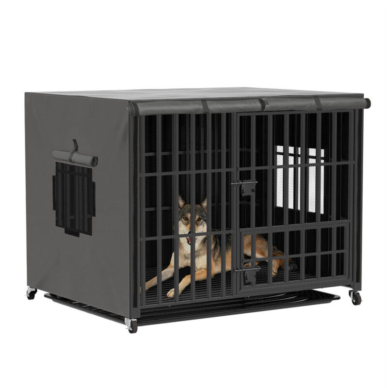 Bingo Paw - Cage pour Chien Grande Taille Cages de Transport Chien à Roulette avec 3 Portes xl 107 x 88 x 77 cm + Housse de Cage Étanche