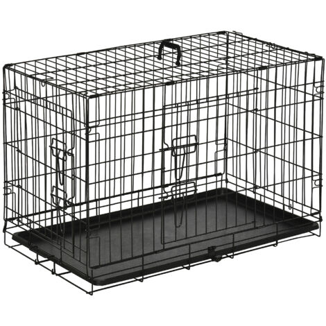 Cage pour chien PawHut transportable avec bac amovible noir 75 x 48.5 x 53 cm
