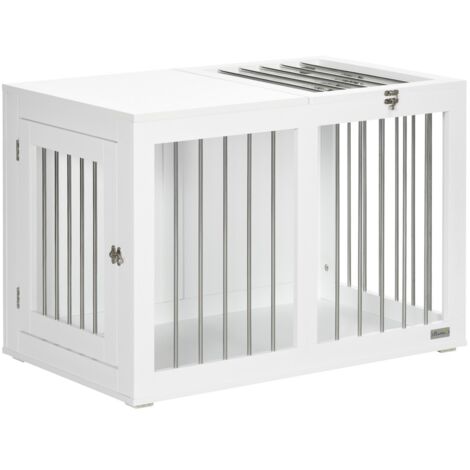 Cage pour chien taille moyenne 80x50x56.5cm - Portes sécurisées et fonction transport - Design blanc moderne - Idéal pour intérieur et voyages - Structure robuste et facile à nettoyer