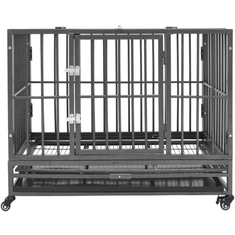 Vidaxl - Cage pour chien avec roues et toit Acier 102x72x85 cm