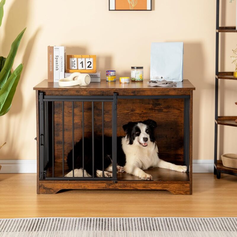 Cage pour Chiens, Table d'Appoint, Niche Moderne pour Chiens