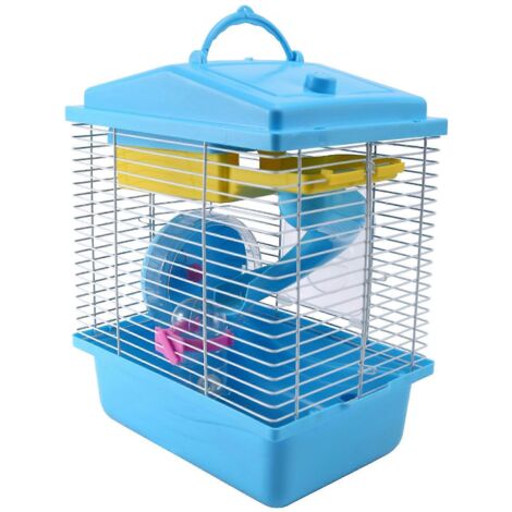 Cage pour hamster avec puits de lumière, maison à double étage bleue ---