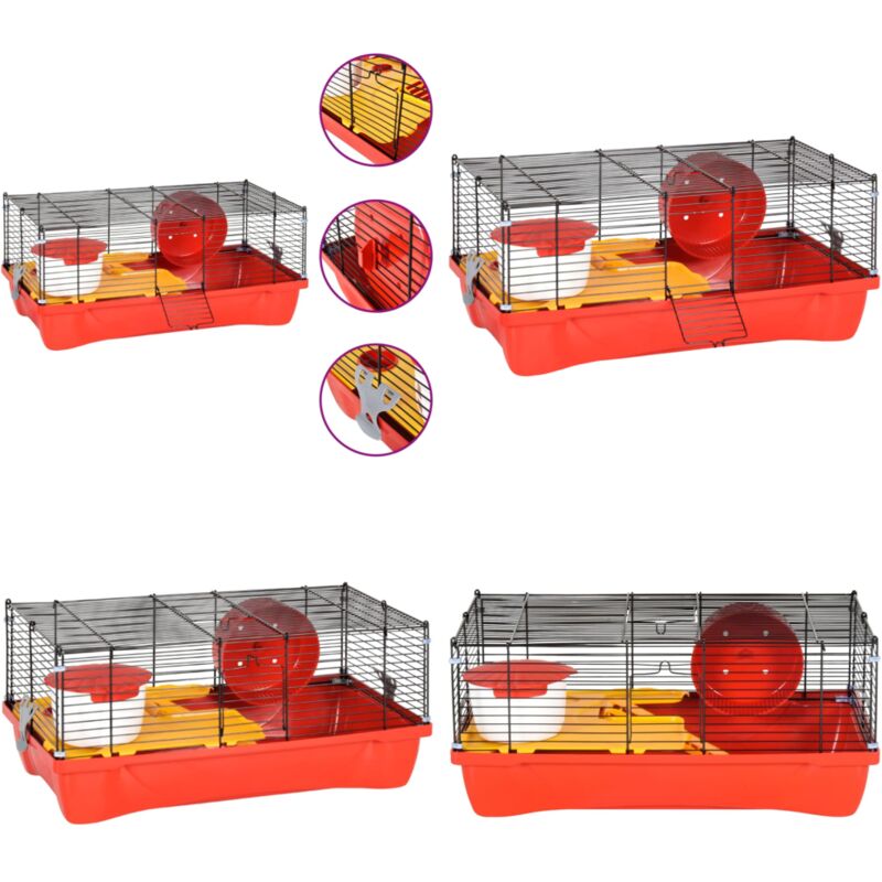 Cage pour hamsters rouge 58x32x36 cm polypropylène et métal - cage pour hamster - cages pour hamster - Home & Living - Rouge