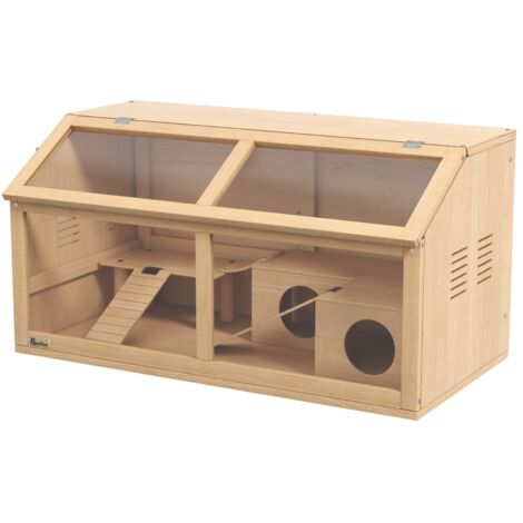 cage pour hamsters syriens et hamsters de petite taille, dotée d’une plateforme, d’un pont suspendu, d’une cabane. Dimensions : 85x45x44 cm