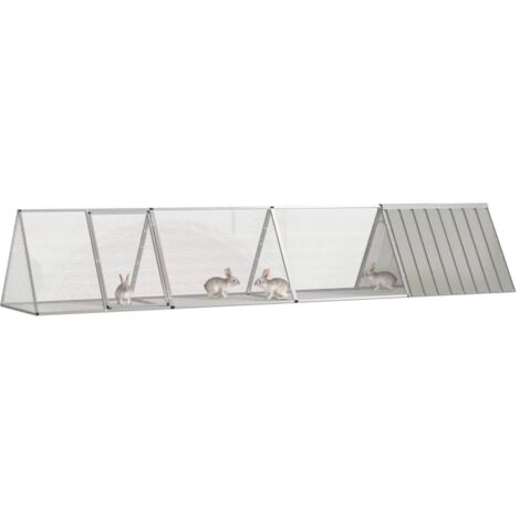 Cage pour lapin Gris 403,5x80,5x71 cm Acier galvanisé CFW83194