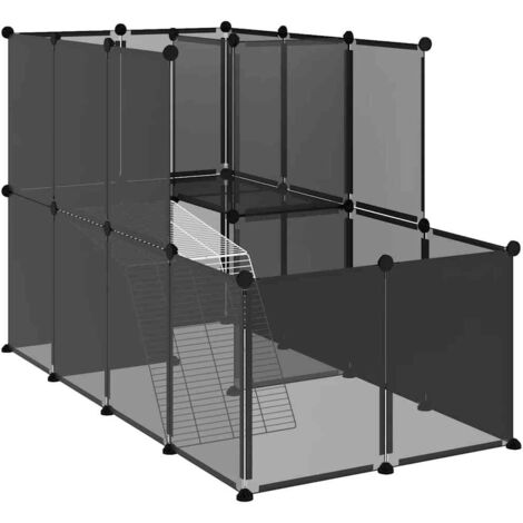 Cage pour petits animaux Noir 142x74x93 cm PP et Acier CFW28408