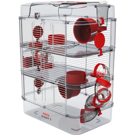 Cage Trio rody3. couleur grenadine pour rongeur - zolux