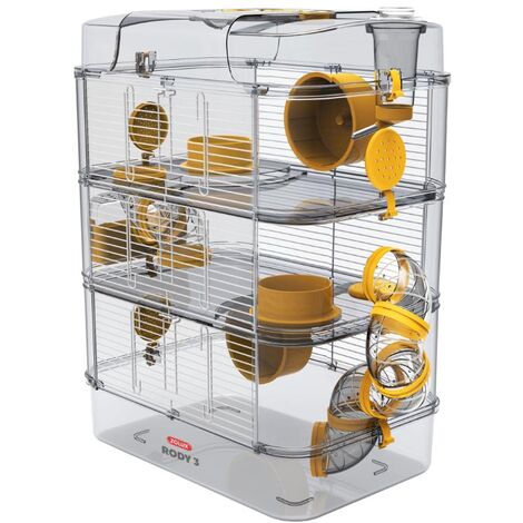 Cage avec étages et accessoires RODY 3 Zolux pour rongeurs - Coloris Jaune