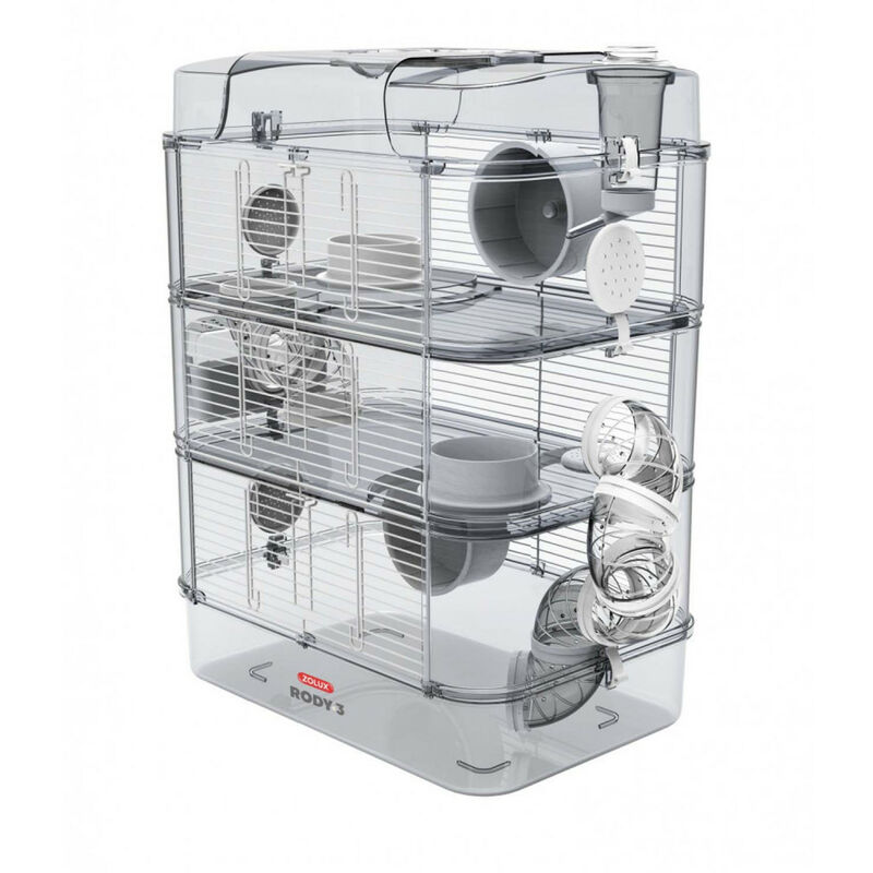 Cage Trio rody3. couleur blanche. taille 41 x 27 x 53 cm H. pour rongeur - zolux