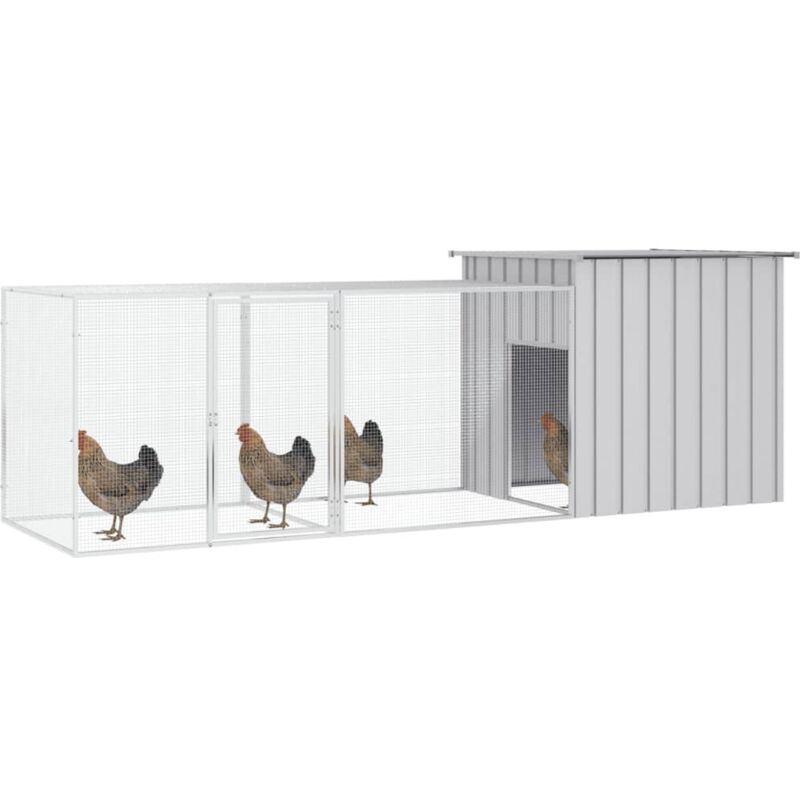 Cage pour poules Gris 300x91x100 cm Acier galvanisé