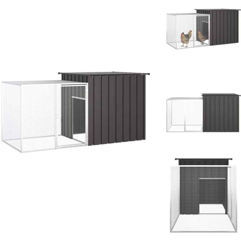 Cage pour poules Anthracite 200x91x100 cm Acier galvanisé - Cages Pour Poules - Poulaillers - Abri Pour Oiseaux - Coop Pour Poules - Maison Pour