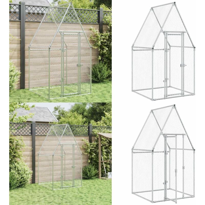 Vidaxl - Cage pour poules argenté 100x100x190 cm acier galvanisé - Poulailler - Abri Pour Animaux - Cage Pour Poules - Coop Pour Poules - Animal