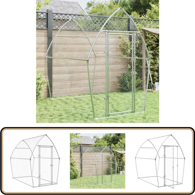 Vidaxl - Cage pour poules argenté 200x105x182 cm acier galvanisé - Poulailler - Abri Poulet - Coop Poule - Cage Volaille - Animal Domestique