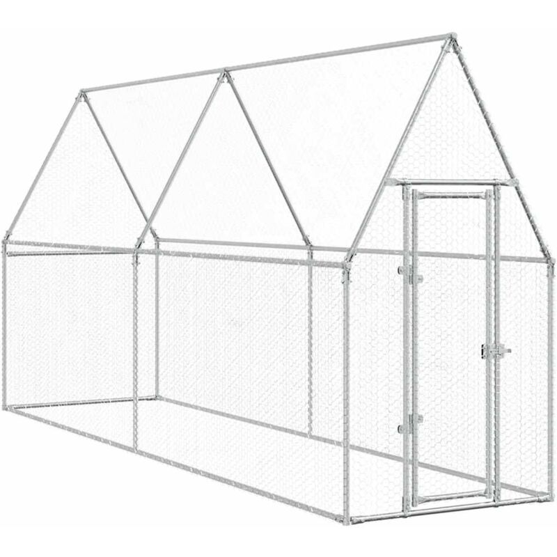 Cage pour poules argenté 400 x 100 x 190 cm acier galvanisé Argent