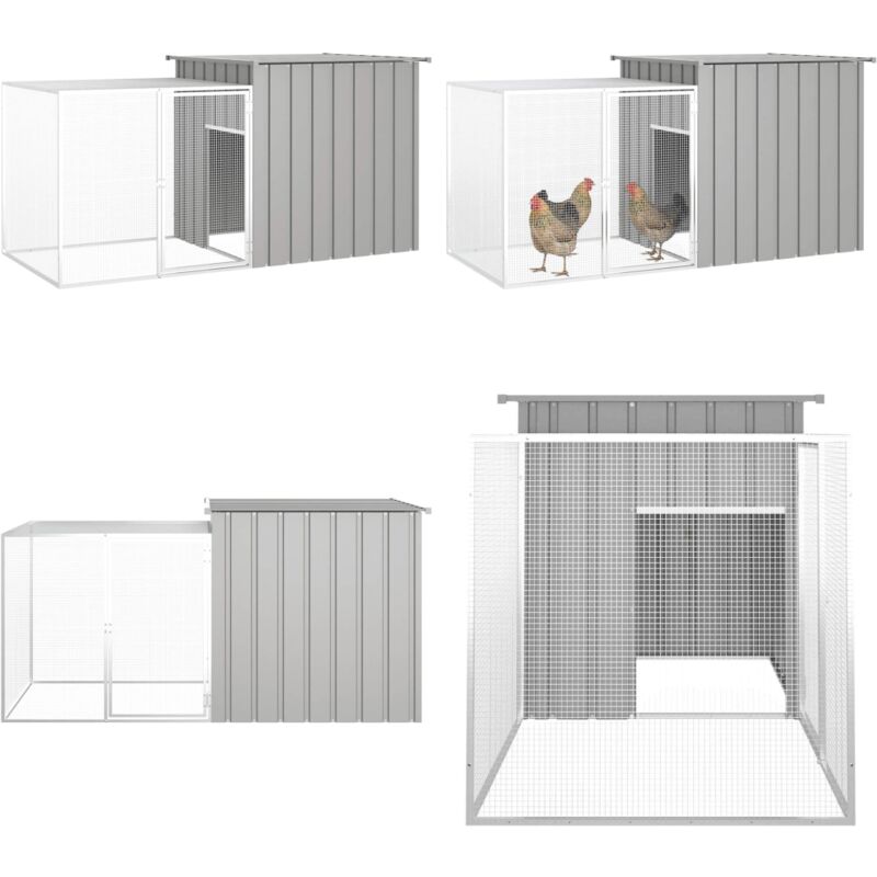 Cage pour poules Gris 200x91x100 cm Acier galvanisé - Cages Pour Poules - Poulaillers - Abri Pour Oiseaux - Coop Pour Poules - Élevage De Poules